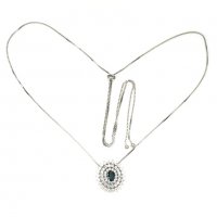 Сребърен накит с естествен Лондоснко син топаз и циркони, снимка 2 - Колиета, медальони, синджири - 22119381