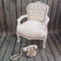 Детско бароково кресло в бяло, снимка 4 - Дивани и мека мебел - 25475015