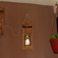Уникална, ръчно изработена, стенна дървена битова лампа / осветление за механа ретро / винтидж, снимка 3 - Лампи за стена - 19120979