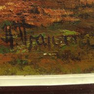 Масло Бои Платно над 100г подписана Немска картина, снимка 3 - Картини - 16861386