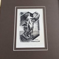 Петър Лазаров Голо тяло муза литография в стилна рамка, снимка 4 - Картини - 23959411