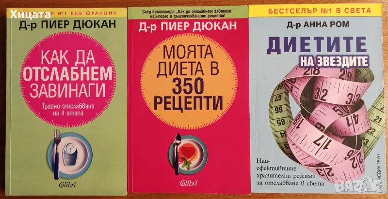 Пиер Дюкан:Как да отслабнем завинаги;Моята диета в 350 рецепти;Диетите на звездите,Анна Ром  , снимка 1