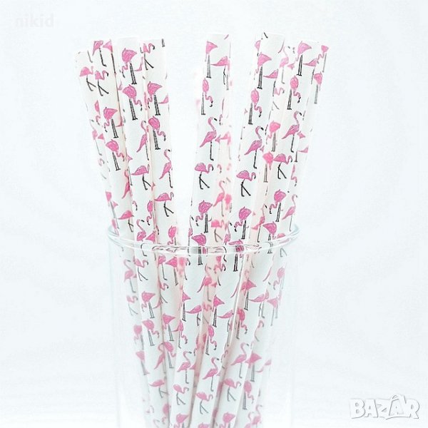 25 бр картонени сламки Фламинго парти украса декорация рожден ден, снимка 1