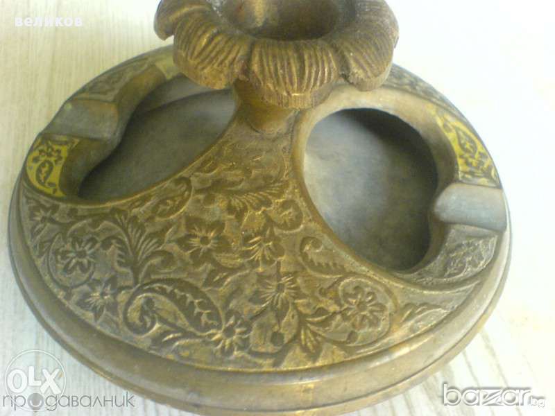 бронзов стар свещник с възможна двойна употреба ръчна масивна изработка , снимка 1
