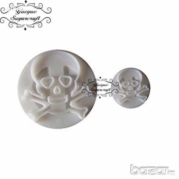 2 бр черепа череп пластмасови резци фондан тесто пита декорация мъфини торта резец форма, снимка 1