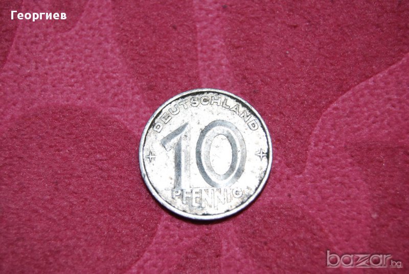 10 пфенинга  ГДР 1952 буква А рядка, снимка 1