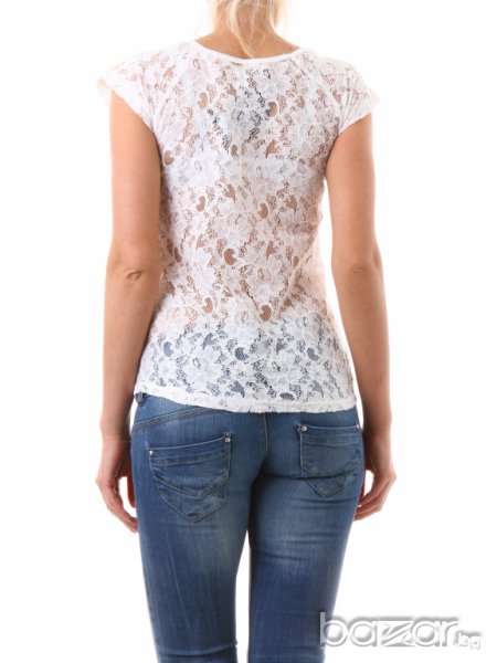 нова бяла лятна блузка с дантелен прозрачен гръб на sity life-размер-л-хл , снимка 1