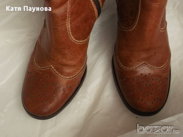 Кожени ботуши Bata с капси, естествена кожа, 37 номер, снимка 4 - Дамски ботуши - 9059391
