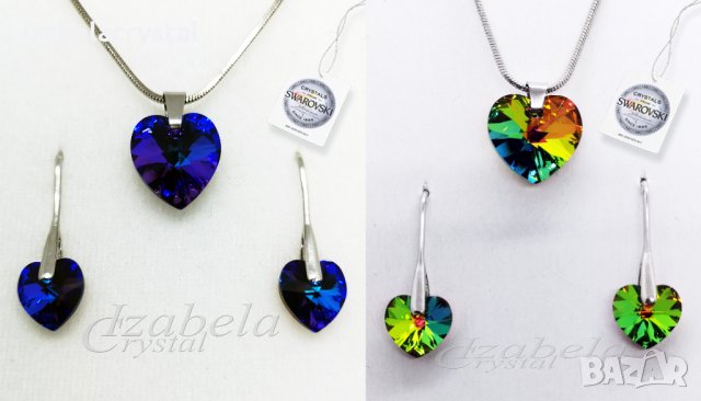 Сваровски Обеци "сърце" Комплект,Колиета "heart" SWAROVSKI® Всички цветове, снимка 3 - Обеци - 24314056
