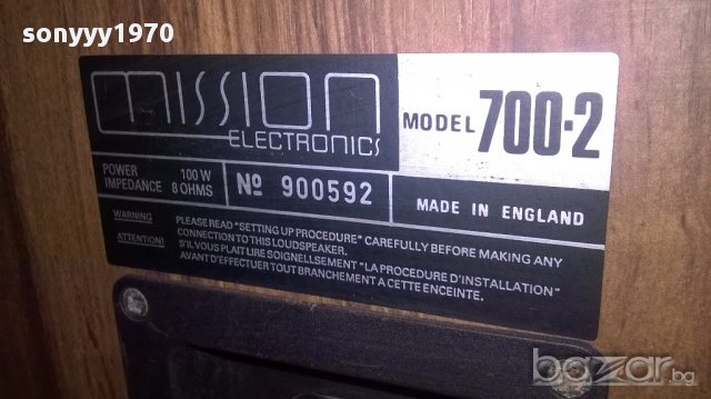 Mission 700-2х100w/8ohms-made in england-47х27х25см-внос англия, снимка 11 - Тонколони - 17024906