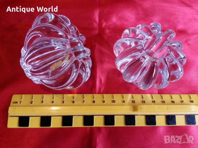 Комплект  Свещници КРИСТАЛНО Стъкло КОРОНА, снимка 4 - Антикварни и старинни предмети - 25877297