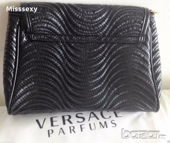 ПРОМО 🍊 VERSACE 🍊 Дамска кожена черна вечерна чанта нова с етикети, снимка 9 - Чанти - 19508749