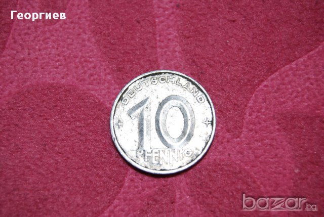 10 пфенинга  ГДР 1952 буква А рядка, снимка 1 - Нумизматика и бонистика - 17845805