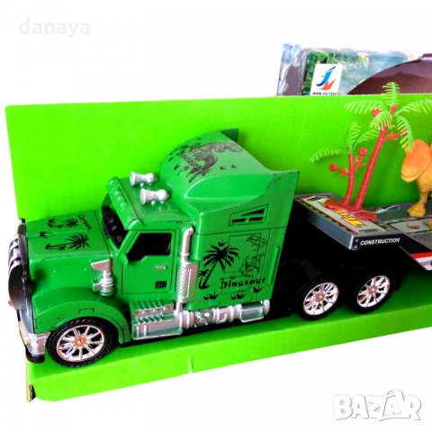 Детска играчка камион платформа с два динозавъра 43см, снимка 3 - Коли, камиони, мотори, писти - 23592293