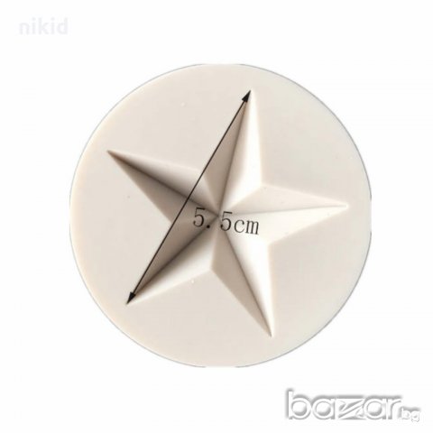 Релефна Звезда  силиконов молд форма декорация торта фондан шоколад