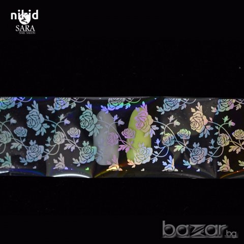 Рози холограм лазер трансферно фолио лента за нокти маникюр 100cmx4, снимка 4 - Продукти за маникюр - 18814250