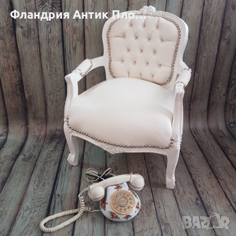 Детско бароково кресло в бяло, снимка 4 - Дивани и мека мебел - 25475015
