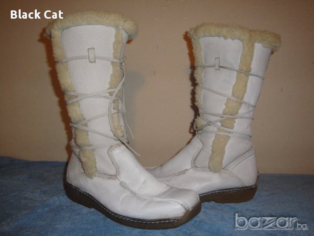 Бели кожени дамски ботуши (тип апрески) "Polaris" ("Поларис"), естествена кожа и агнешка вълна, боти, снимка 4 - Дамски ботуши - 16393998