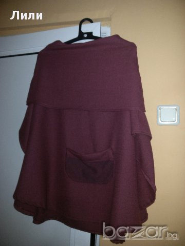 вълнено пончо + подарък ръкавици, снимка 2 - Палта, манта - 16493299