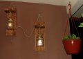 Уникална, ръчно изработена, стенна дървена битова лампа / осветление за механа ретро / винтидж, снимка 3