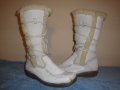 Бели кожени дамски ботуши (тип апрески) "Polaris" ("Поларис"), естествена кожа и агнешка вълна, боти, снимка 4