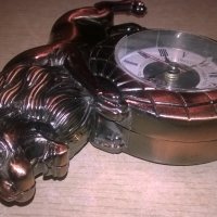 метален лъв-запалка/часовник-15х15х5см-внос швеция, снимка 4 - Колекции - 25526709