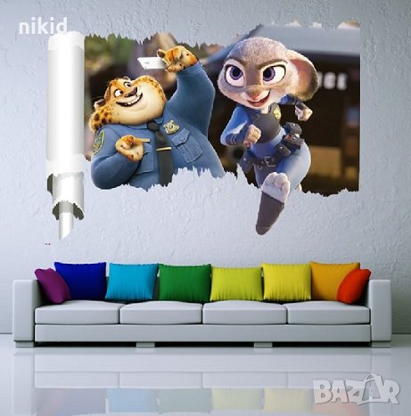 Зоотопия Зоотрополис Zootropolis самозалепващ стикер лепенка, снимка 1