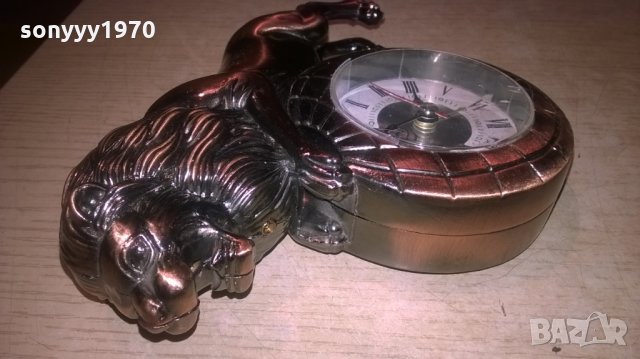 метален лъв-запалка/часовник-15х15х5см-внос швеция, снимка 4 - Колекции - 25526709