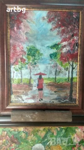 Автентична картина "Днес в парка", снимка 2 - Картини - 24806023