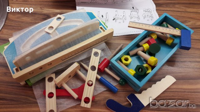Детски дървен работен плот с инструменти, снимка 3 - Образователни игри - 21097080