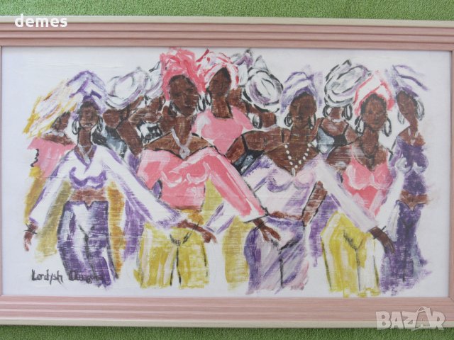  Танцуващи жени-картина с маслени бои, снимка 3 - Картини - 25769777