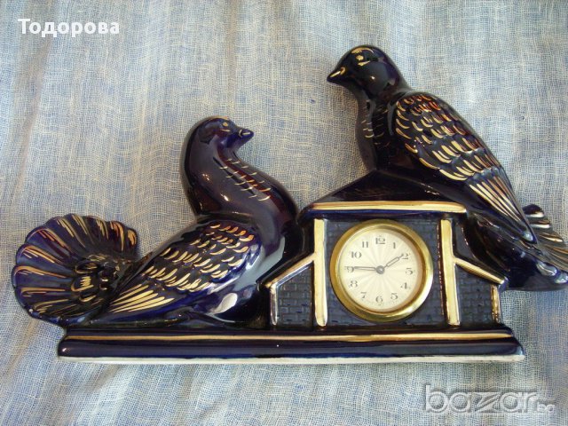 Стар голям порцеланов каминен часовник, снимка 6 - Антикварни и старинни предмети - 15647420