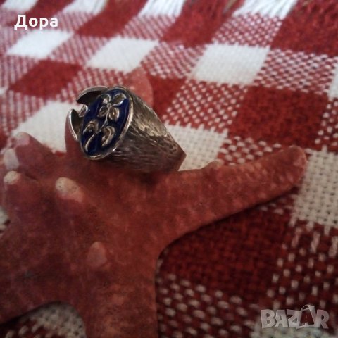 Стар  руски сребърен пръстен с емайл, снимка 6 - Пръстени - 25048940