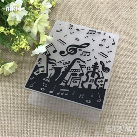 Музика ноти пластична пластмасова папка за релеф двойна слепваща текстура за фондан и scrapbook