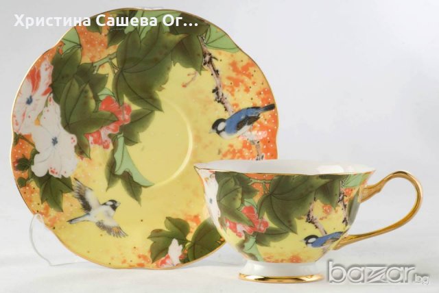 Чаши за кафе и чай-оригинален костен порцелан със злато, снимка 5 - Чаши - 18705283