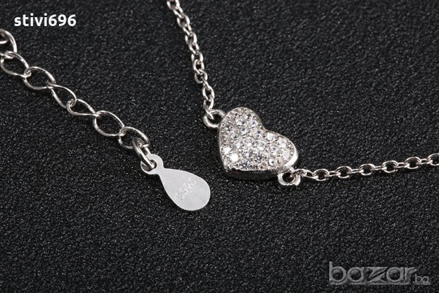 Гривна сърце S925 стерлинг. , снимка 8 - Гривни - 19610173