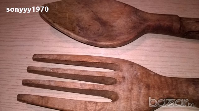 Перуански дървени прибори-резба-31х9см-внос швеицария, снимка 6 - Антикварни и старинни предмети - 17629408