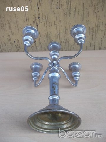 Свещник бронзов за 5 бр. свещи - 1,720 кг., снимка 3 - Други ценни предмети - 19341866