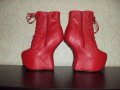 Дамски червени кожени боти на висок ток 16см-тип копито, снимка 6