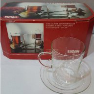 SIMAX! Ново! К-т от 6 броя чаши за чай със стъклени чинийки!, снимка 3 - Чаши - 11823249