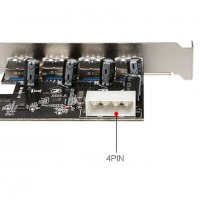 Нов 4-портов PCI-E към USB 3.0 HUB PCI Express адаптер 5 Gbps разклонител, снимка 9 - Кабели и адаптери - 19493248