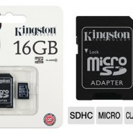 Kingston MicroSDHC 16GB Class 4 SDC4/4GB+SD adapter, снимка 2 - Аксесоари и консумативи - 13513906