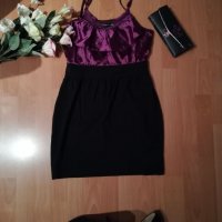 Нови рокли с презрамки в лилаво и черно и синьо и черно, снимка 1 - Рокли - 19994446