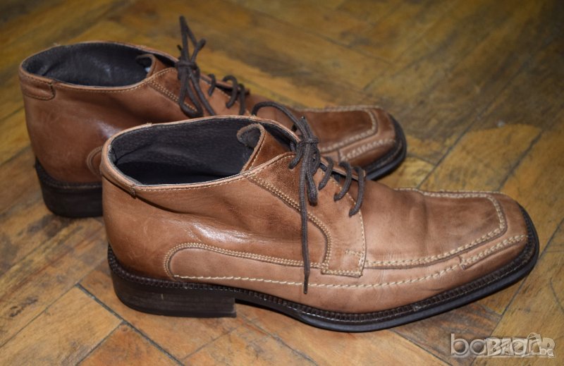 Manfield мъжки кожени обувки естествена кожа светло кафяви, снимка 1