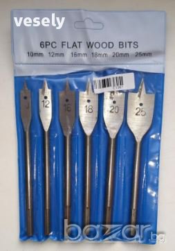 Комплект 6 свредла  за дърво плоски, снимка 1