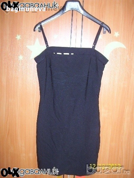 Елегантна черна къса еластична рокля-м-л размер, снимка 1