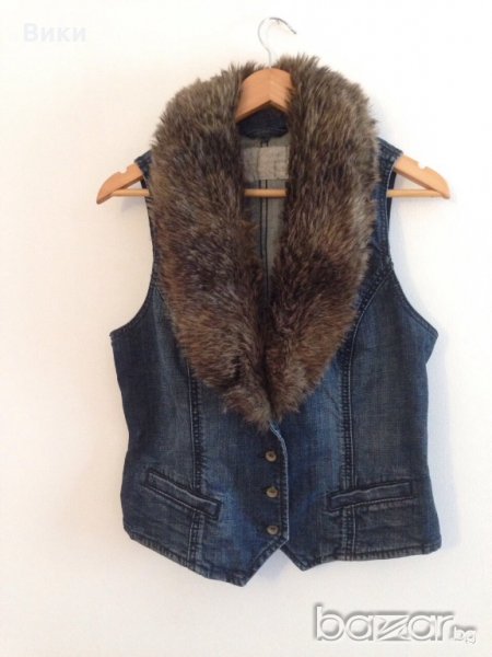 дънков елек с пухена яка esprit, снимка 1