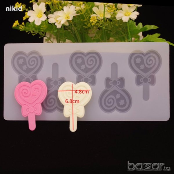 Lollipop близалки с панделка топер силиконова форма молд за украса декорация торта фондан шоколад сл, снимка 1