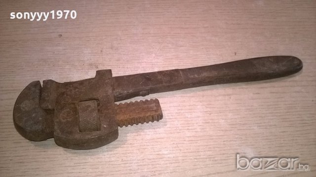 стар раздвижен ключ-37см и захват 7см-внос франция, снимка 7 - Колекции - 19710078