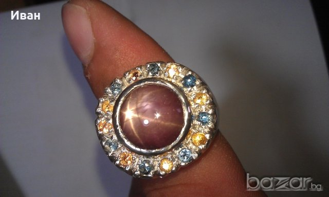 Сребърен пръстен със сапфири, снимка 3 - Пръстени - 18977006